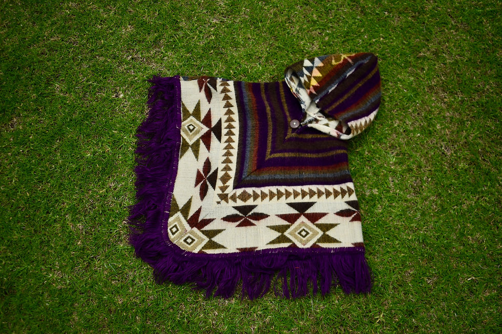 Thumbnail: Yanuncay Toddler Diamond Shape Alpaca Wool Poncho with Hood