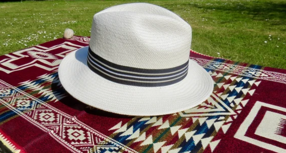 Thumbnail: Original Panama Hat, Elegant fine hat, Golf polo outfit, Black White Beige Band