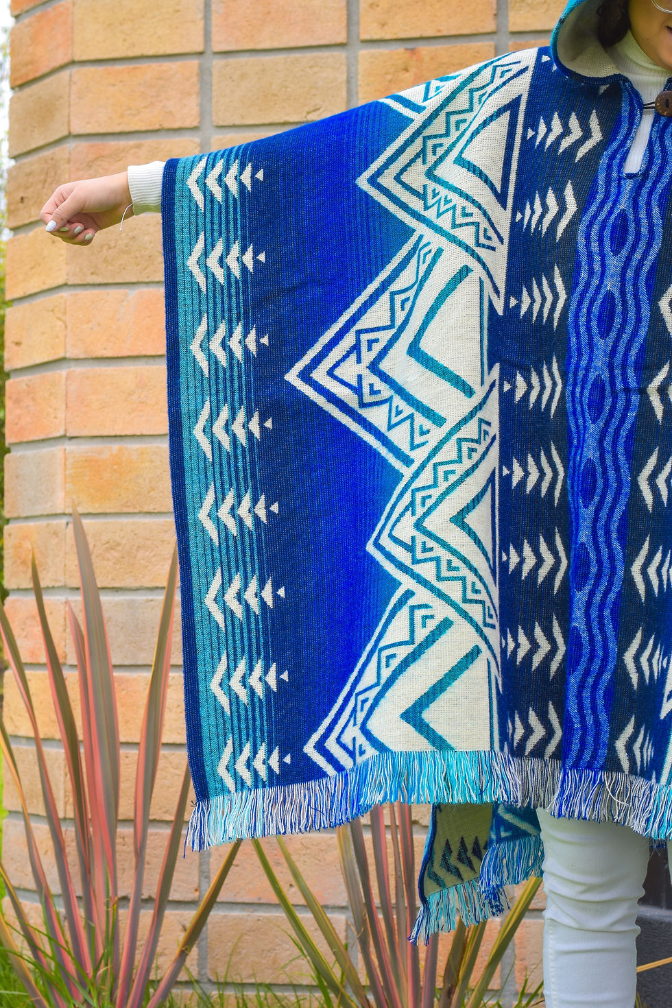 Thumbnail: Paute Boho Alpaca Wool Poncho with Hood - Unisex