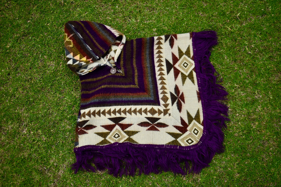 Thumbnail: Yanuncay Toddler Diamond Shape Alpaca Wool Poncho with Hood