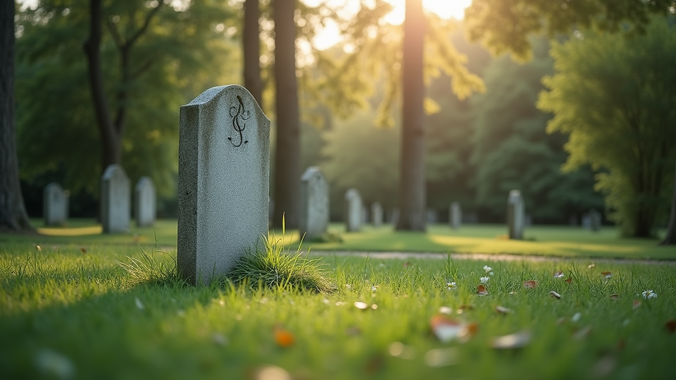 Eye-level view of a serene garden with a memorial stone