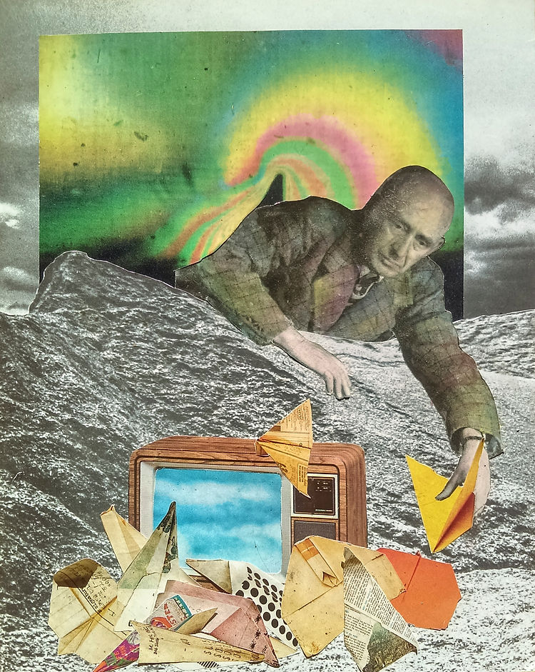 Aim for the Sky • 2016 • 10x8in • Collage on wood panel