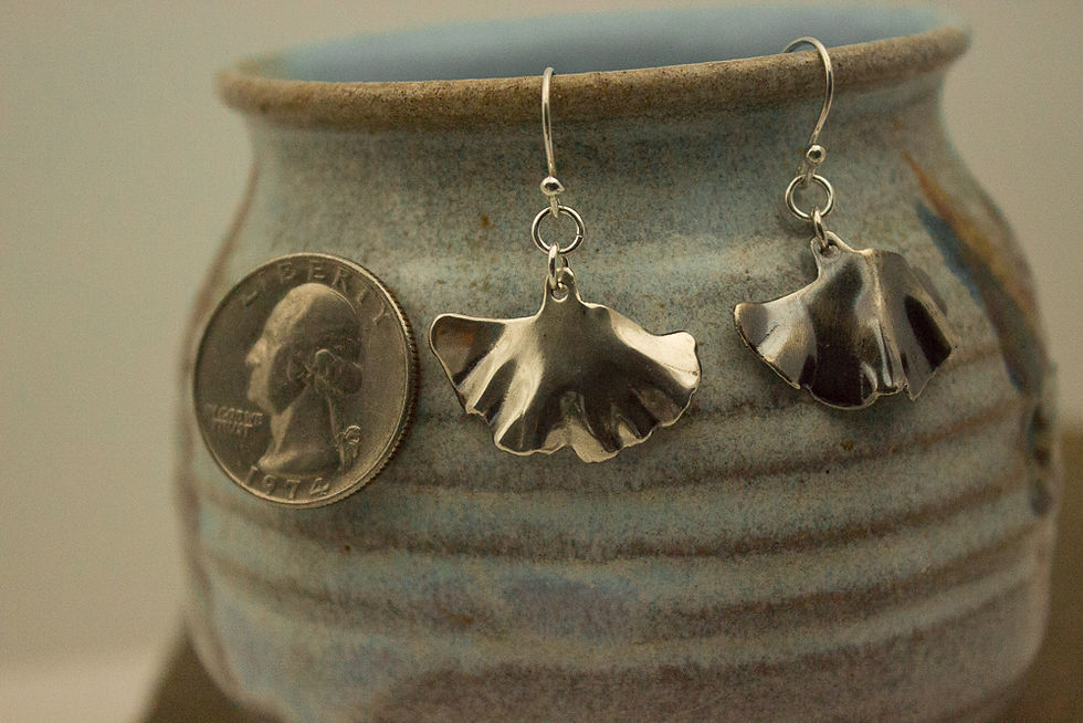 Thumbnail: Sterling Silver Plain Ginkgo Earrings