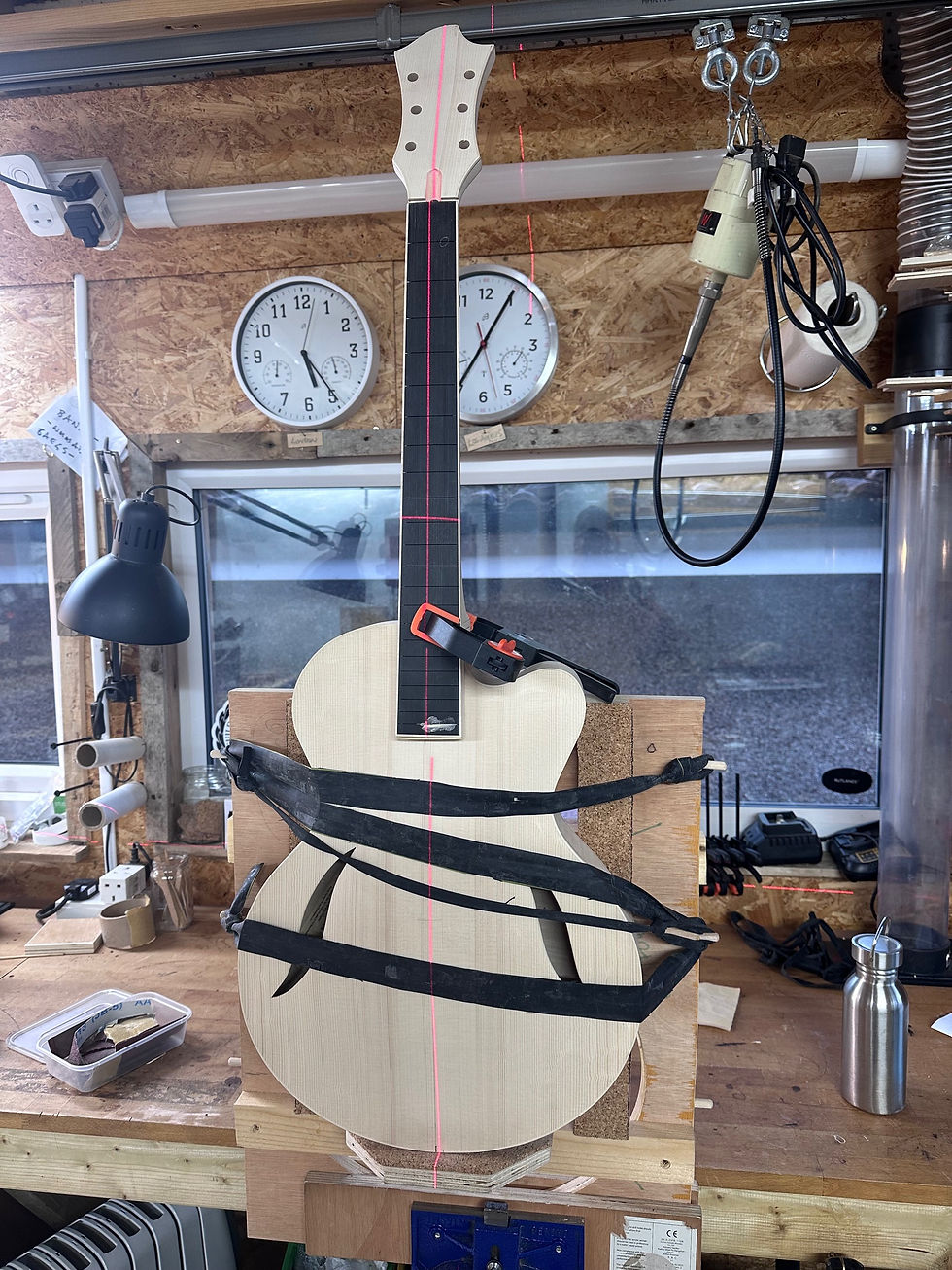 Just a few pics of neck profiling and neck joint fitting on a custom Californian for a very special guitar player. More pictures coming soon!

 #fibonacciguitars #handcarvedarchtops #archtops  #fibonacci #philrobson