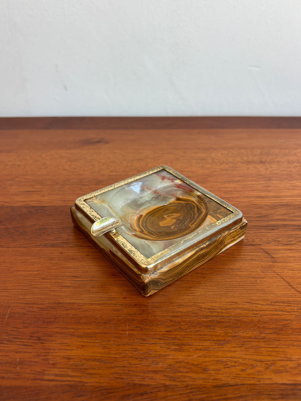 Thumbnail: Vintage Onyx & Brass Ashtray, Italy, 1970s