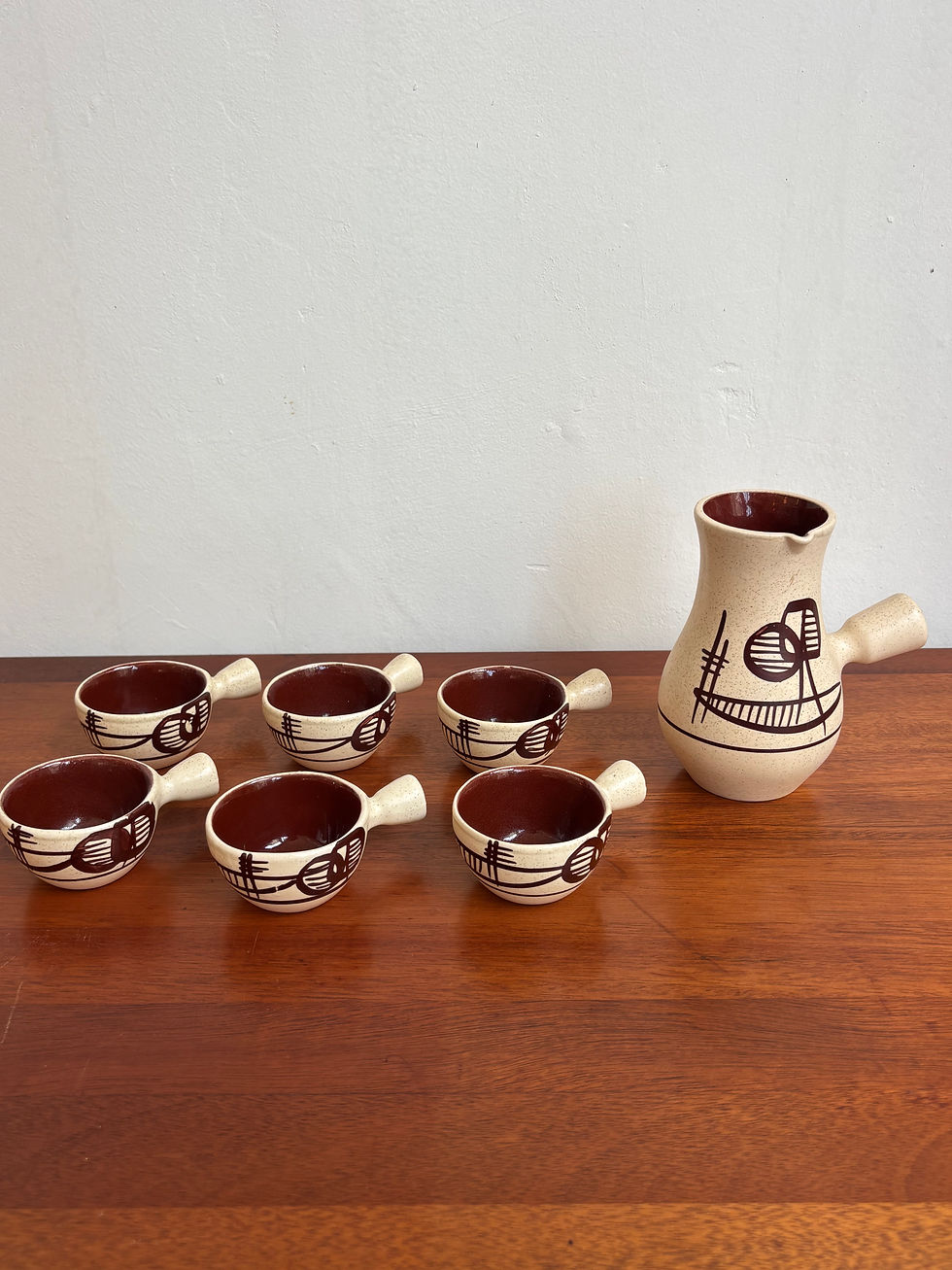 Thumbnail: Karnet Ceramic Pot & Cups Set, Israel, 1960s