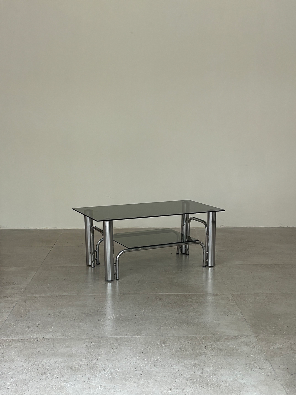 Thumbnail: Italian coffee table in Chrome & Smoked Glass, 1970s Italy