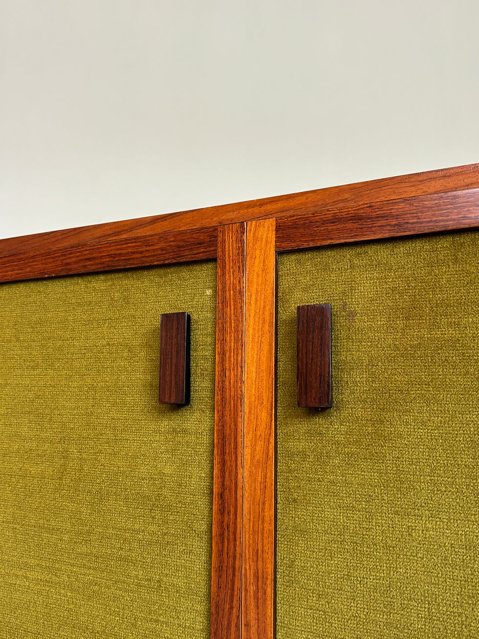 Thumbnail: Italian Mid-Century Cabinet with Green Fabric Doors, 1960s
