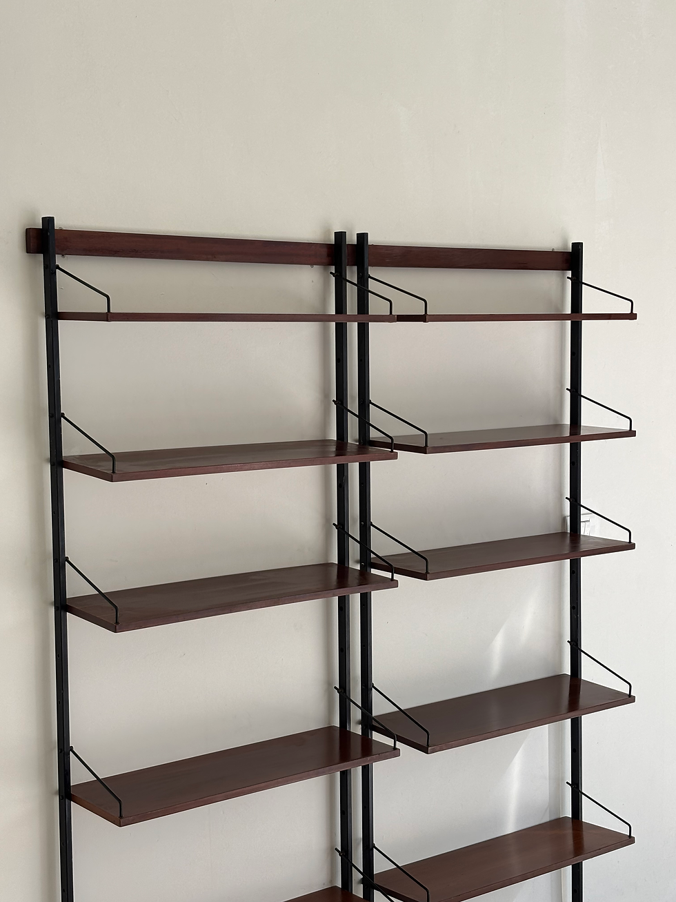 Thumbnail: Italian Modular Wall Unit Bookcase in Teak and Steel, 1960s (2 units)