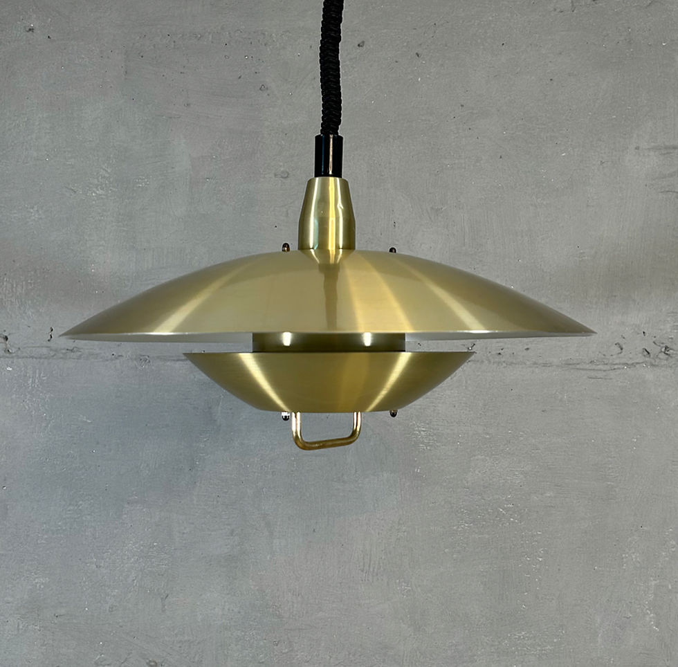 Thumbnail: Mid century modern pendant lamp in brass-coated aluminium, 1970s Denmark