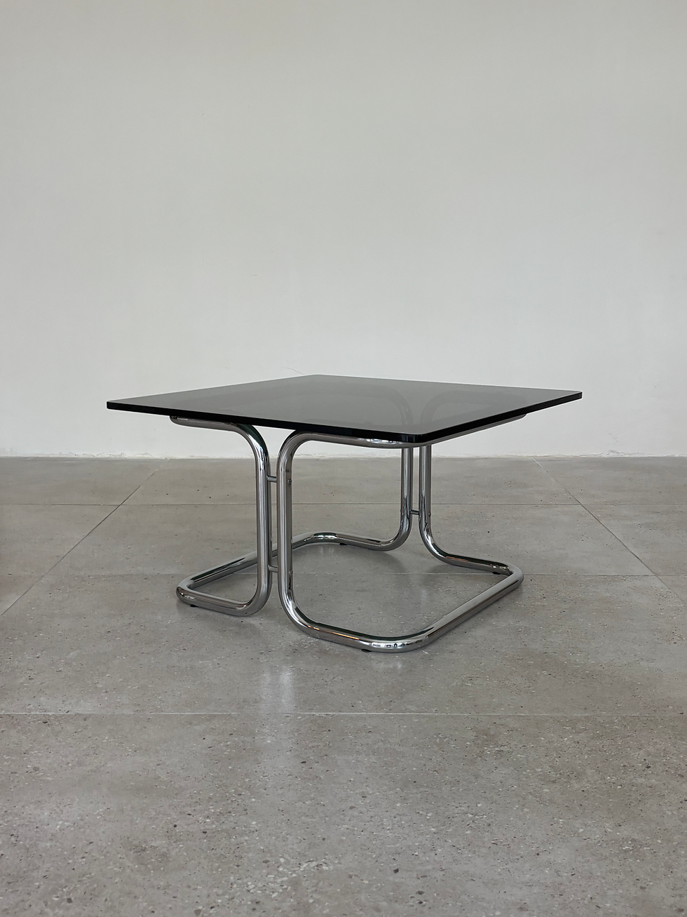 Thumbnail: Italian Chrome & Smoked Glass square coffee table, 1970s Italy