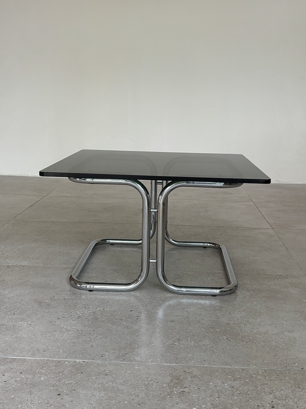 Thumbnail: Italian Chrome & Smoked Glass square coffee table, 1970s Italy