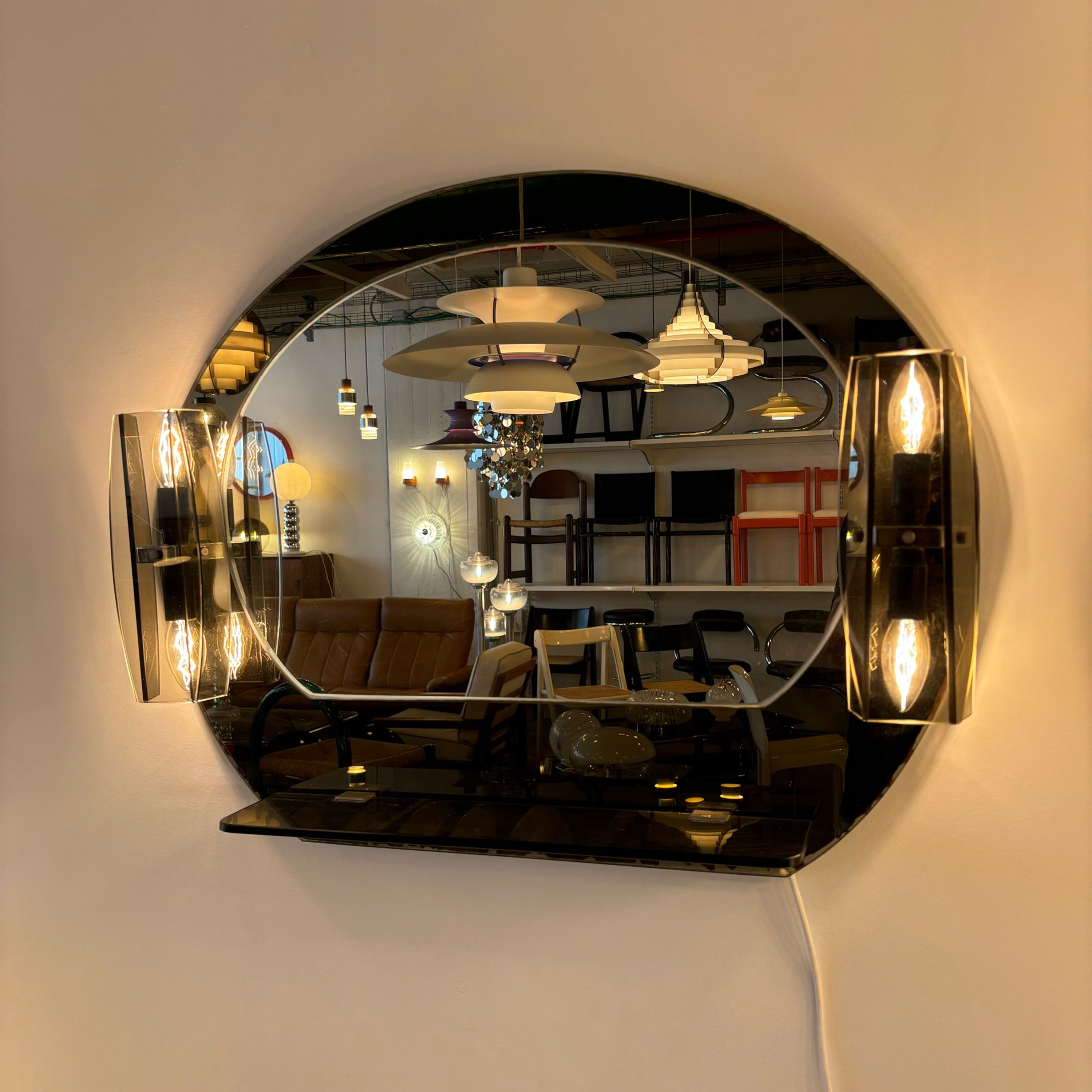 Vintage Fontana Arte mirror by Luigi Fontana, 1970s Italy