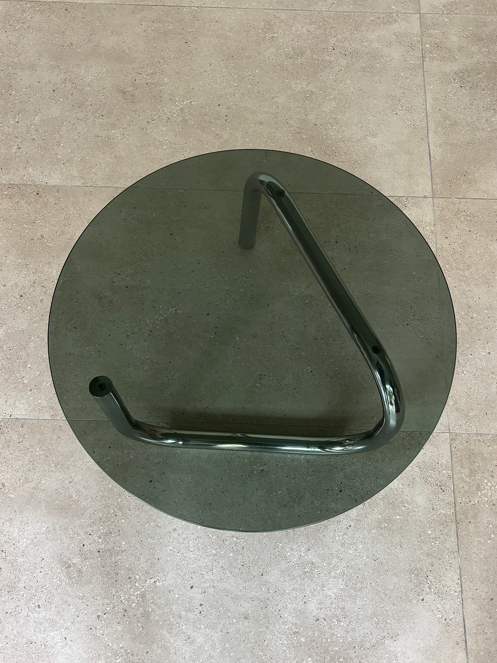 Thumbnail: Italian Round Coffee Table, Chrome & Smoked Glass, 1970s 