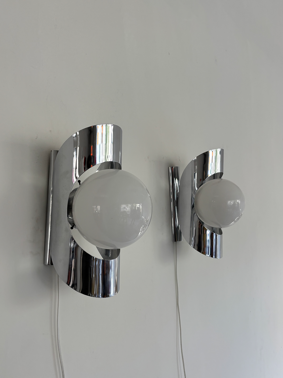 Thumbnail: Pair of Chrome & Glass Wall Sconces by Mazzega, 1960s Italy