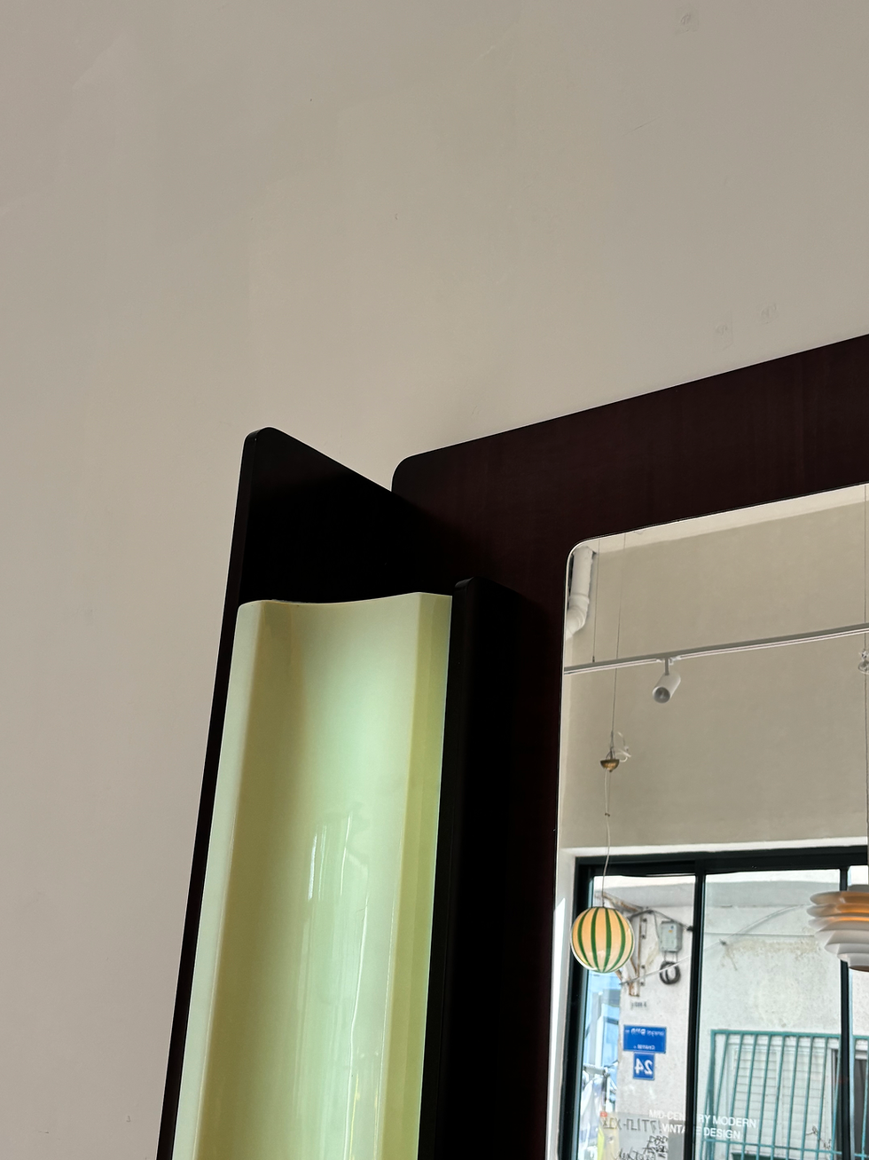 Thumbnail: Italian Wall Mirror with Integrated Light, Wood & Chrome, 1970s