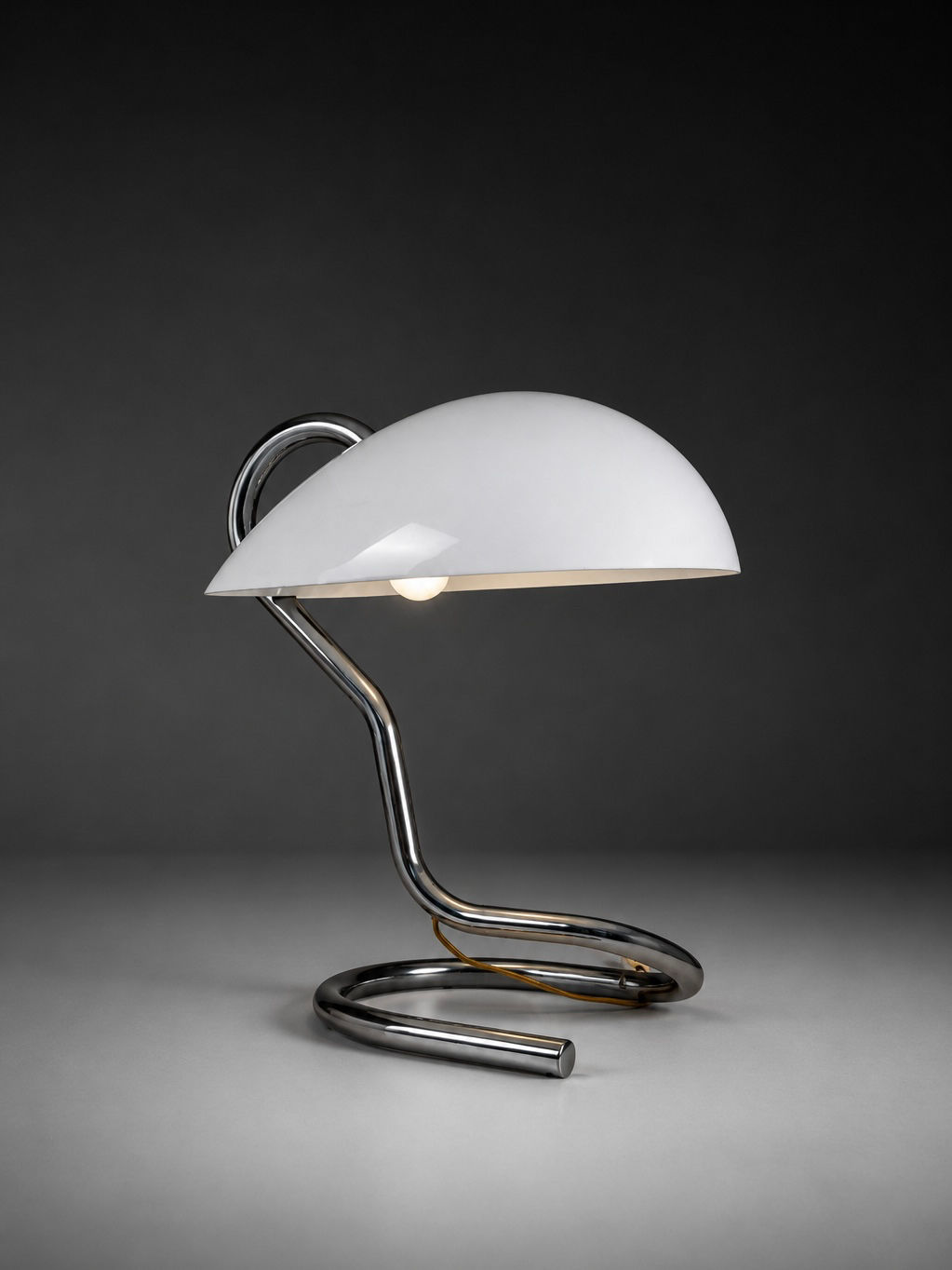 Sculptural Italian Chrome & Acrylic Table Lamp, Circa 1970
