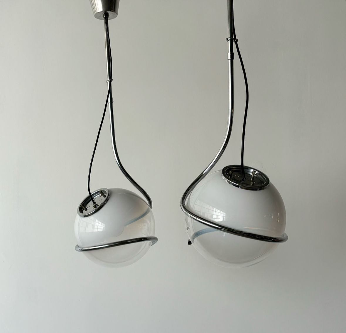 Rare pair of pendant lamps by Fabio Lenci, 1970’s Italy