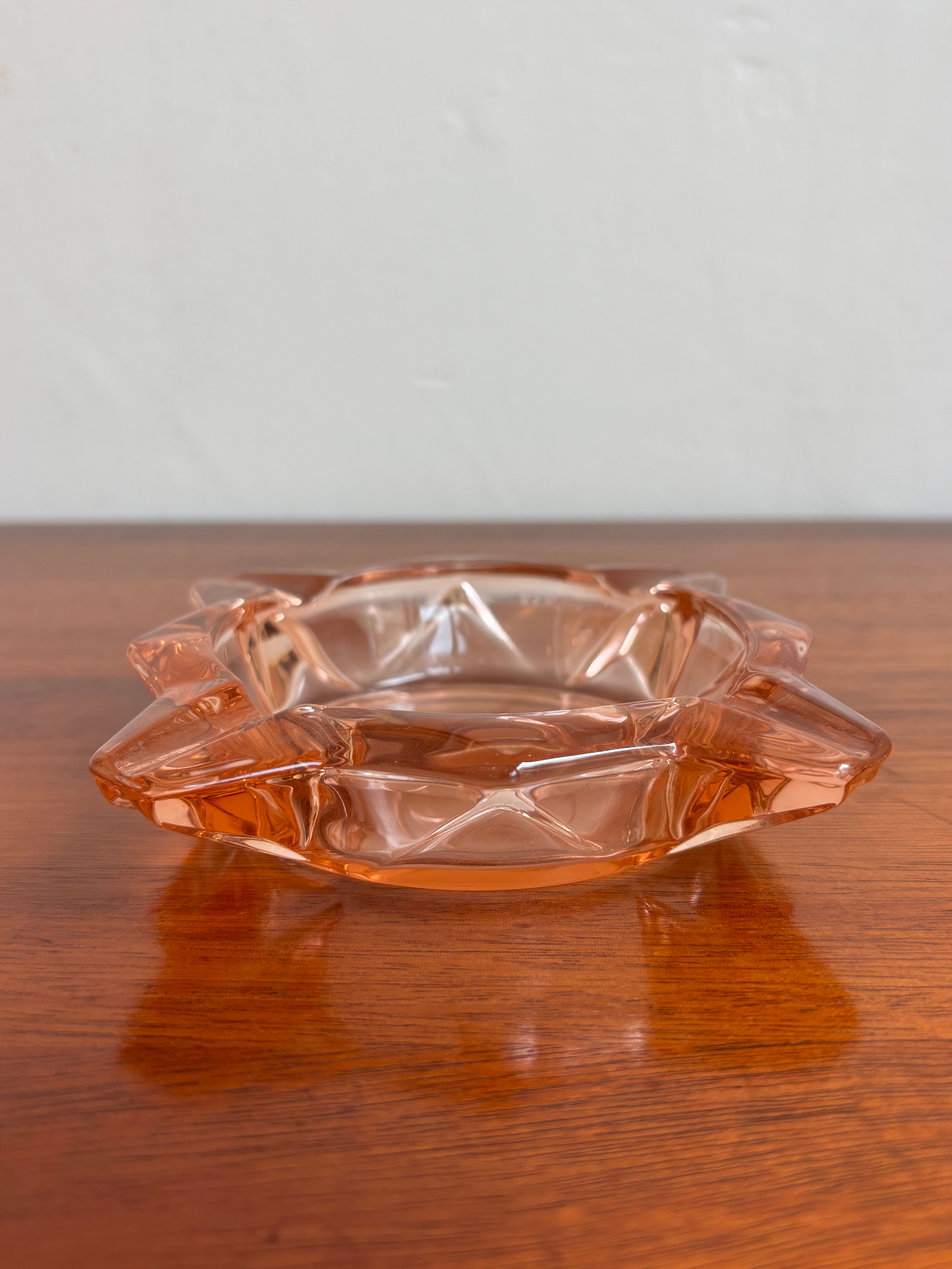 Mid-Century French Pink Pressed Glass Ashtray, 1950s