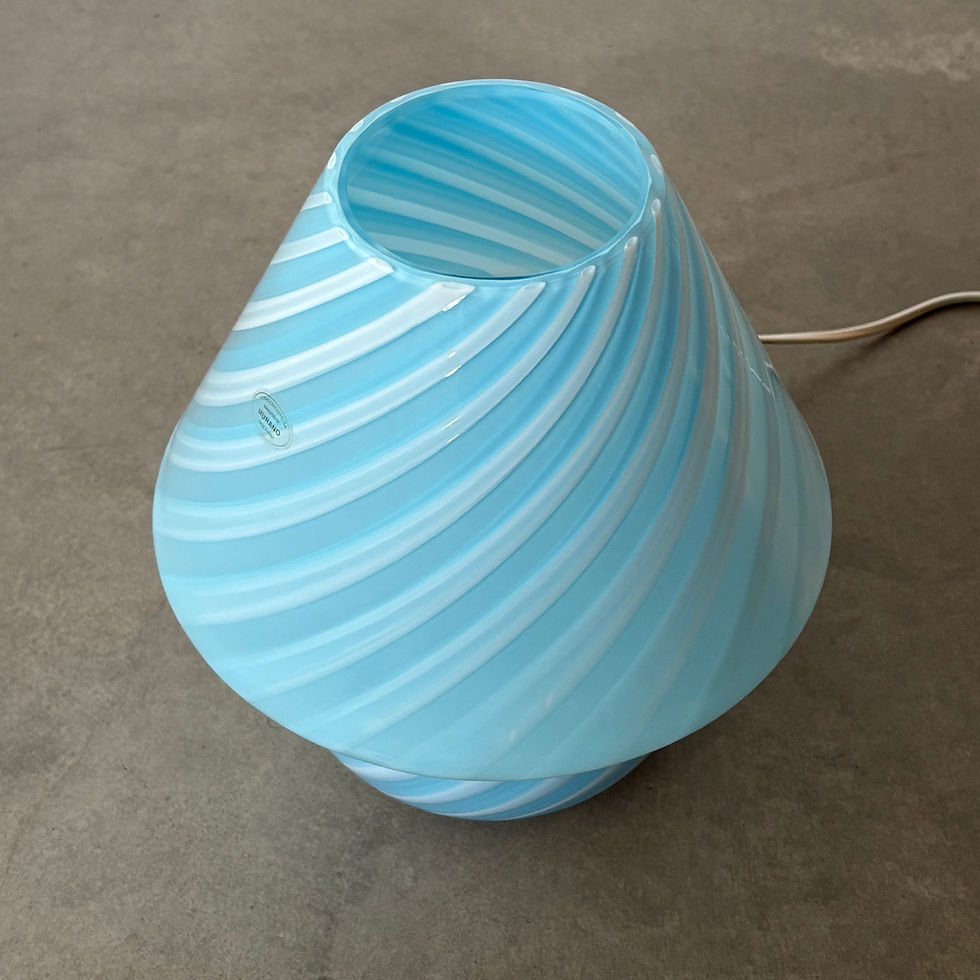 Thumbnail: Mouth blown Murano mushroom lamp in blue swirl, made in Murano island, Italy
