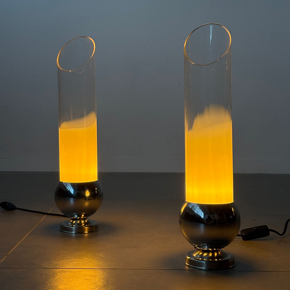 Thumbnail: Pair of Carlo Nason Tubular Glass Table Lamps, 1970s Italy