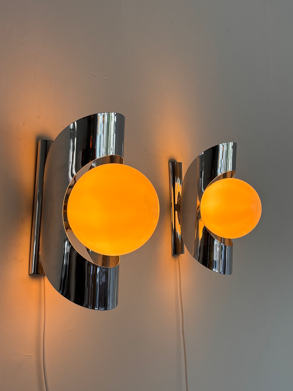 Thumbnail: Pair of Chrome & Glass Wall Sconces by Mazzega, 1960s Italy