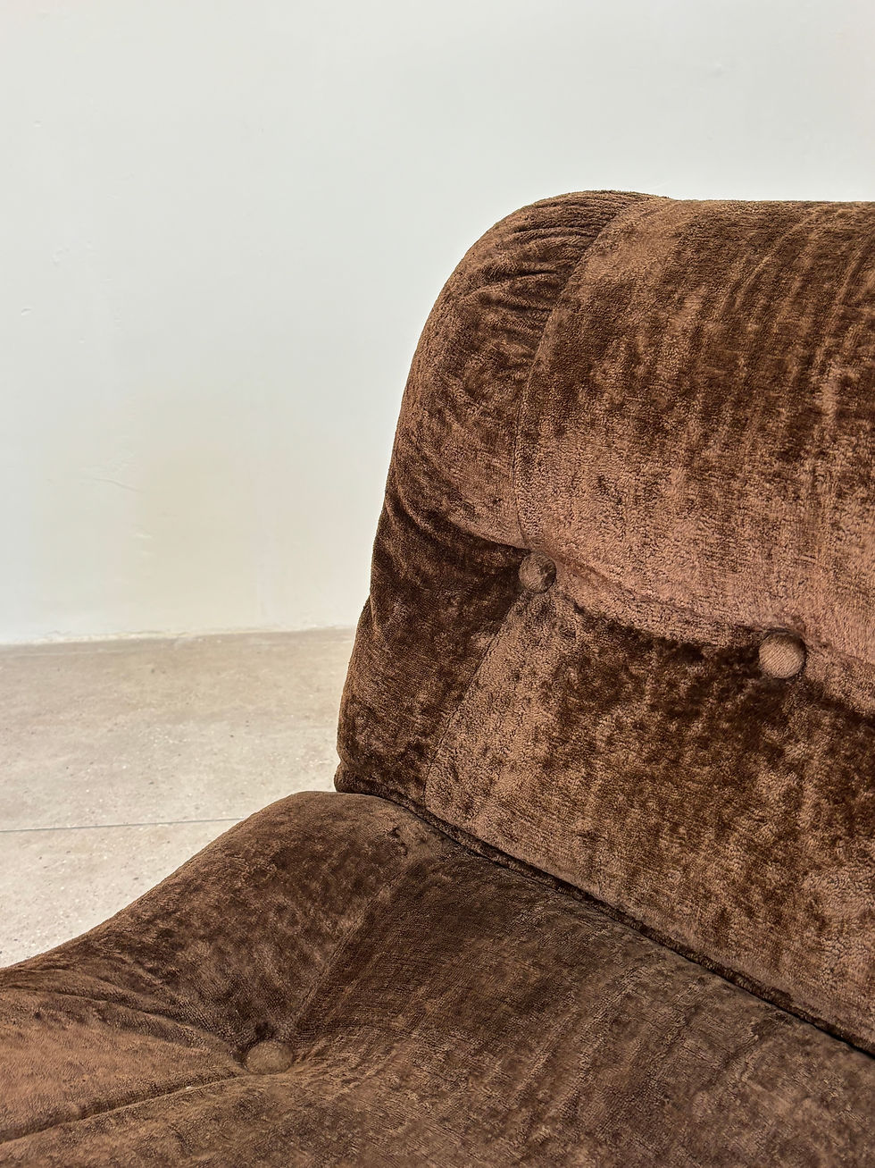 Thumbnail: Midcentury Italian armchair, Brown fabric & Chrome, 1960s Italy