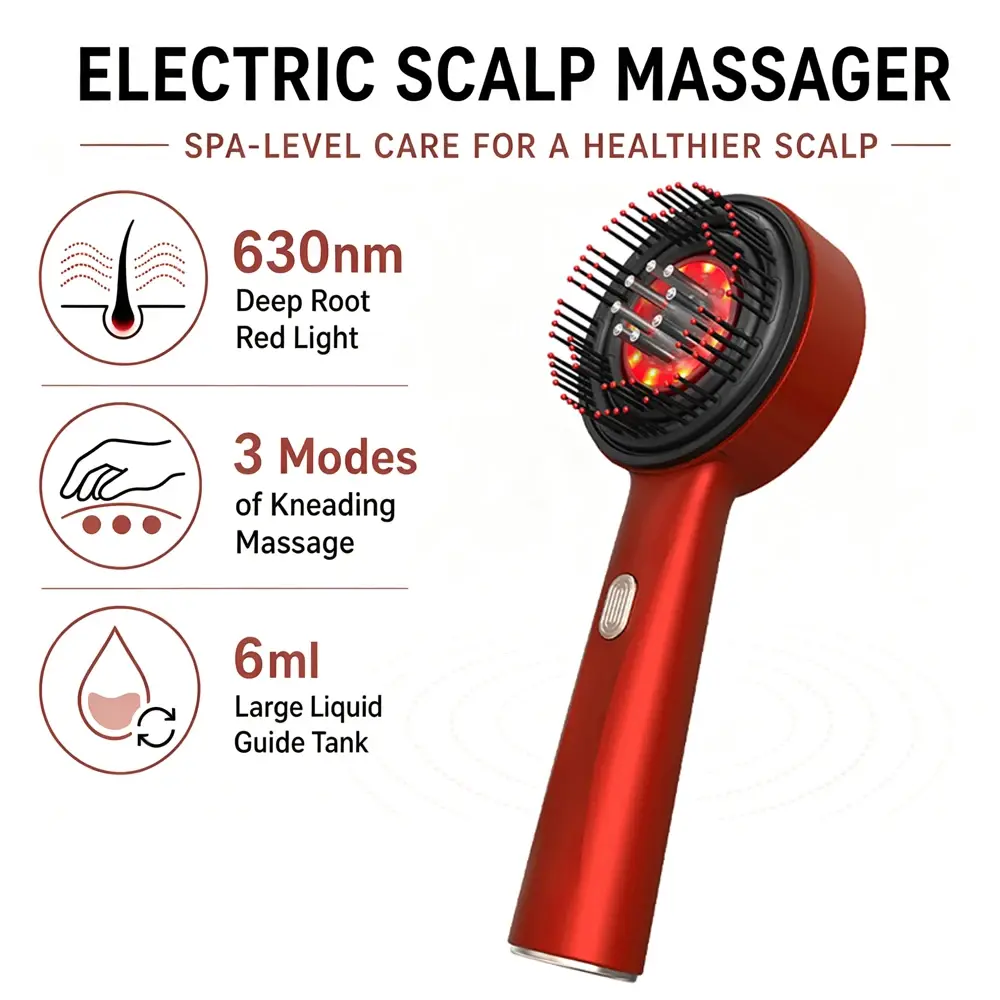 Scalp Massage Comb With Red Light, Electric Hair Scalp Massager