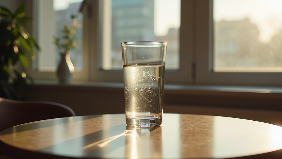 Close-up view of a glass of water on a table