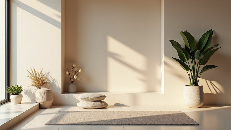 Eye-level view of a serene meditation space
