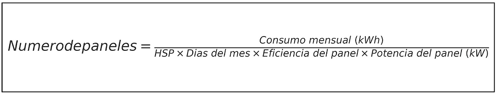 (HSP: Horas Sol Pico, promedio de radiación solar diaria en tu zona)