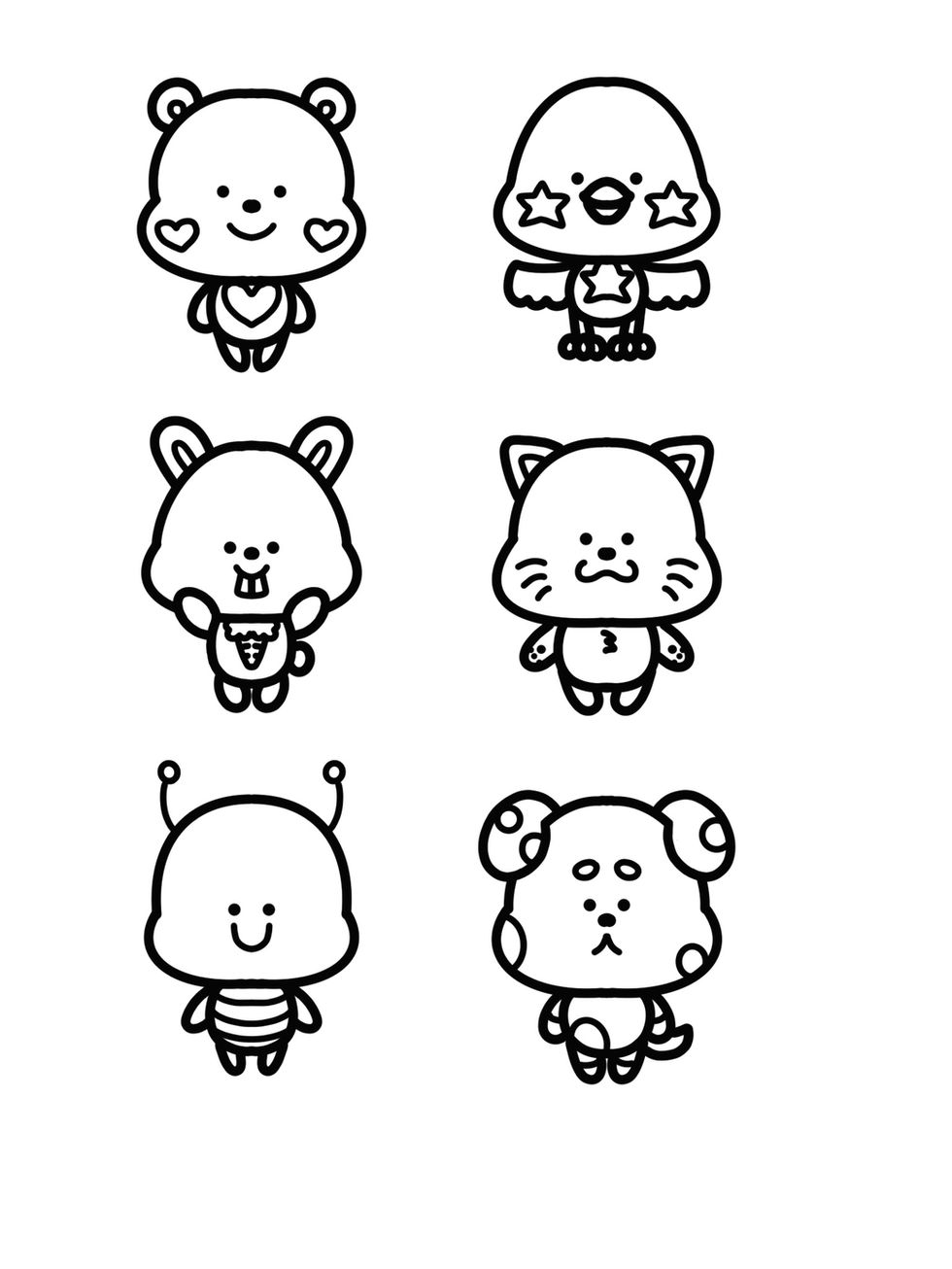 Cute Animals Line Art