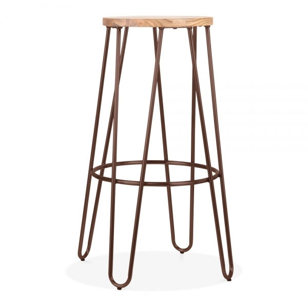 Thumbnail: White Hairpin Stool - 76cm H, Teal, Black, Copper, Brass