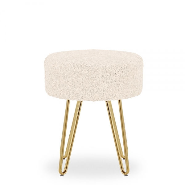 Thumbnail: Black Boucle 45cm Low Stool - Gold Leg Base Aeda