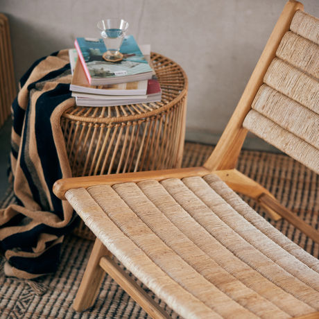 Thumbnail: Wooden Lounge Chair with woven seat