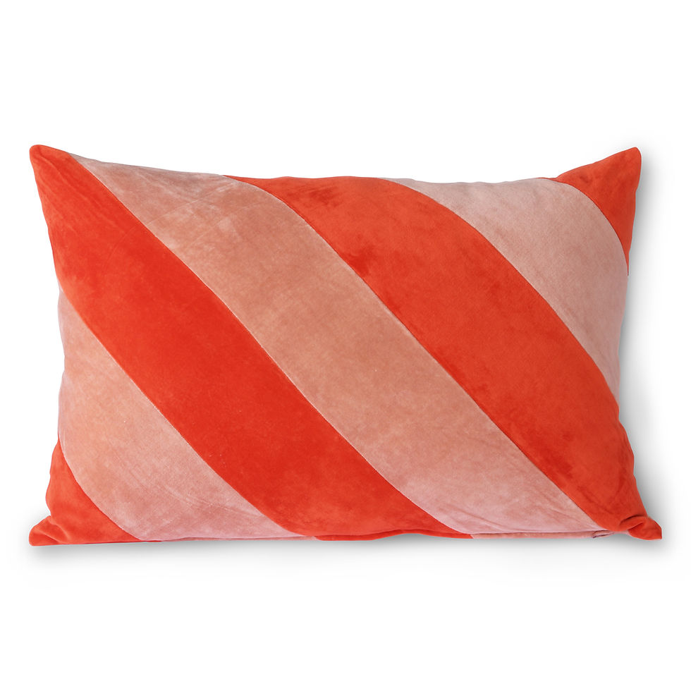 Thumbnail: Peach Cream Velvet Striped Cushion