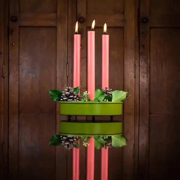 Thumbnail: Olive Candle Centrepiece Plate — 3-Candle Metal Holder