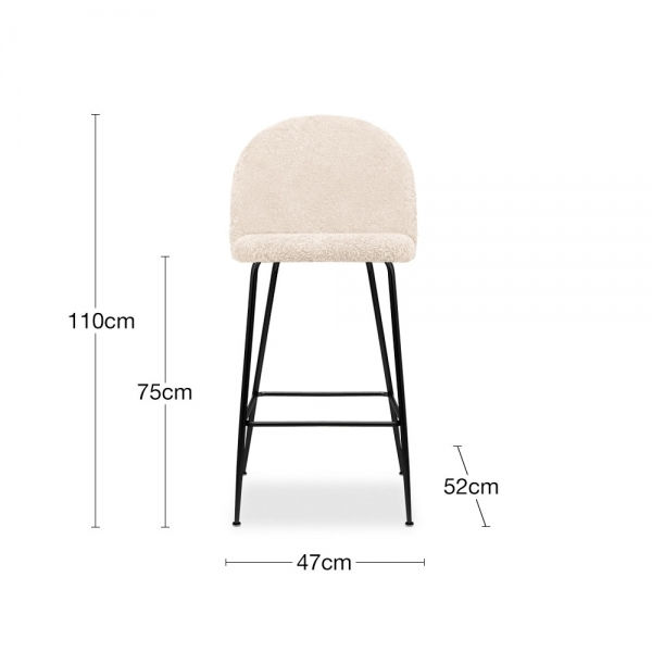 Thumbnail: Cream Boucle Millennial  Kitchen Stool - black or brass leg