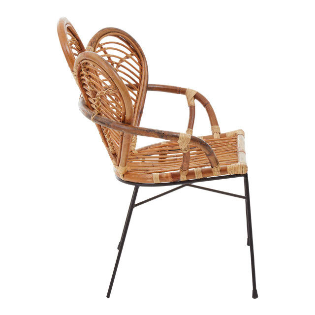 Thumbnail: Flower Back Bamboo Rattan Chair - Natural