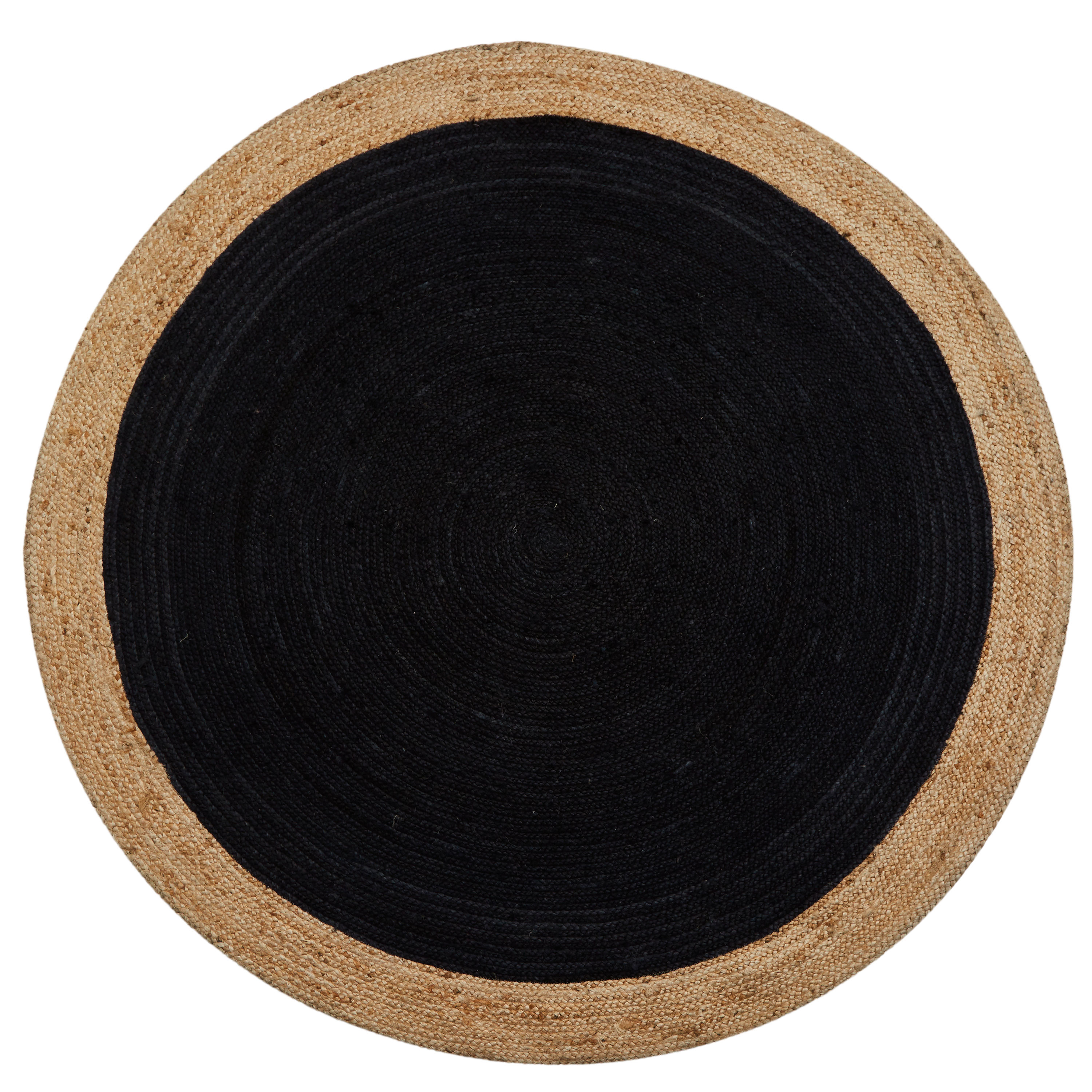 Natural Jute Circular Rug -Charcoal Black