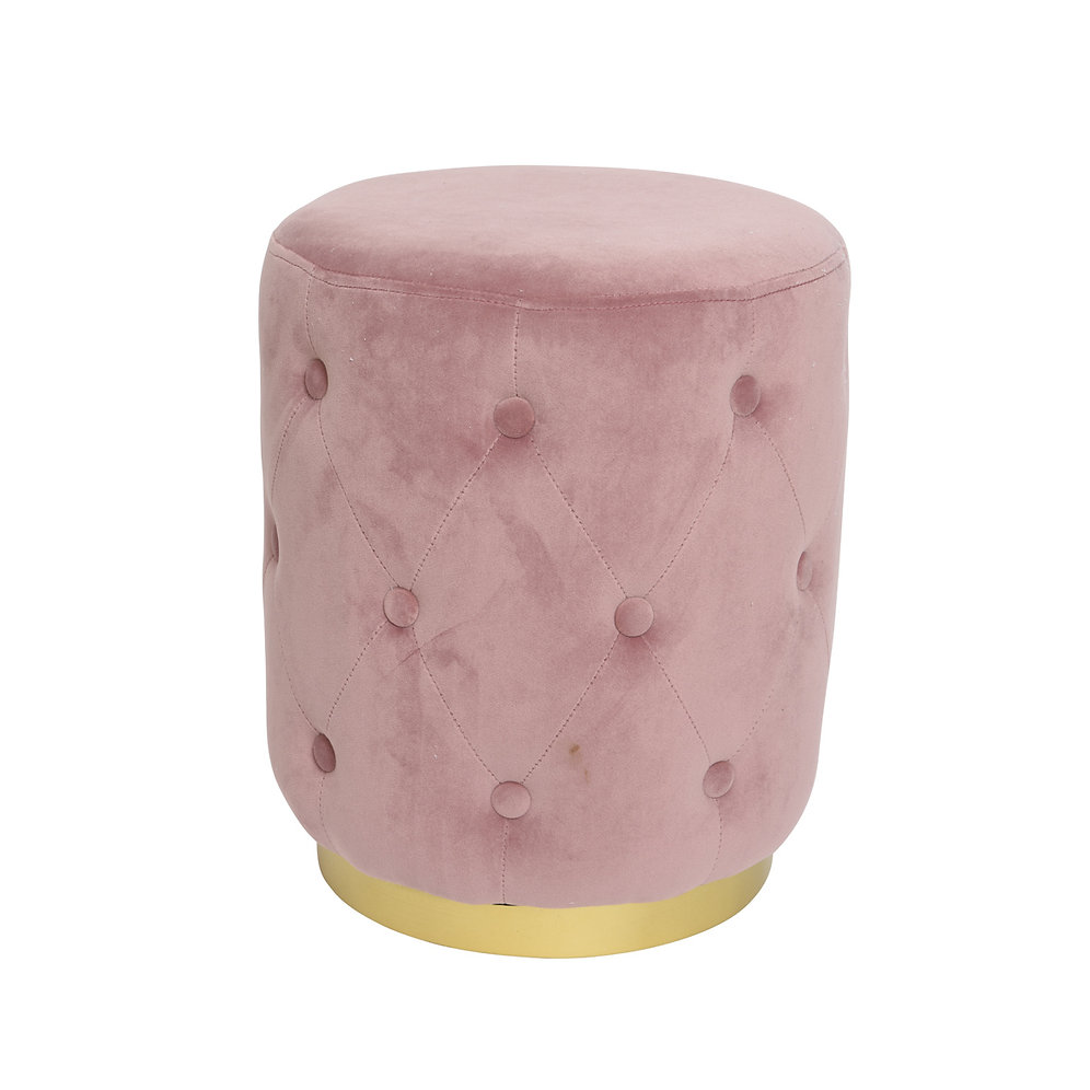 Dusky Pink Velvet Stool Gold base ciellondon