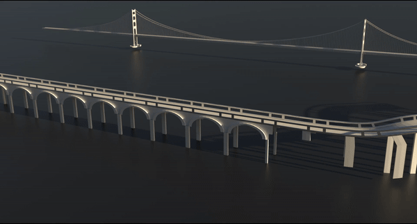 Wave crash into bridge