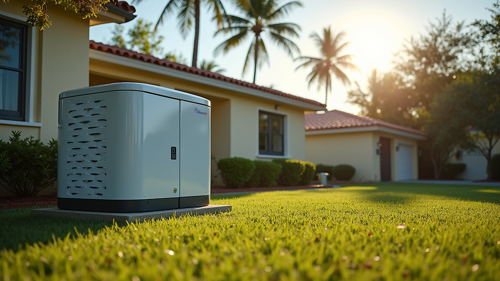 Eye-level view of a solar generator setup outside a Miami home