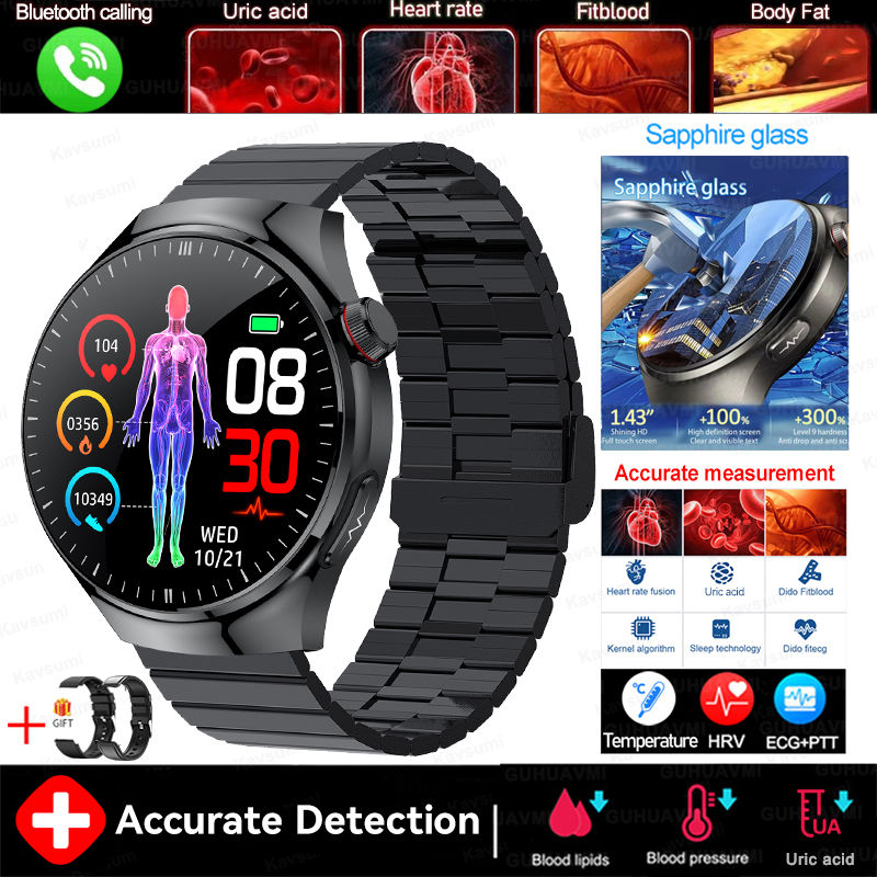 Thumbnail: 2025 New GUHUAVMI Accurate Blood Lipid Uric Acid Smart Watch Men Women ECG+PPG B