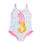 Thumbnail:  vestido de baño entero en lycra color azul claro ilustrado con caballito de mar de helado y sprinkles de colores con bolero en la parte inferior rosados en mayatex vista frente
