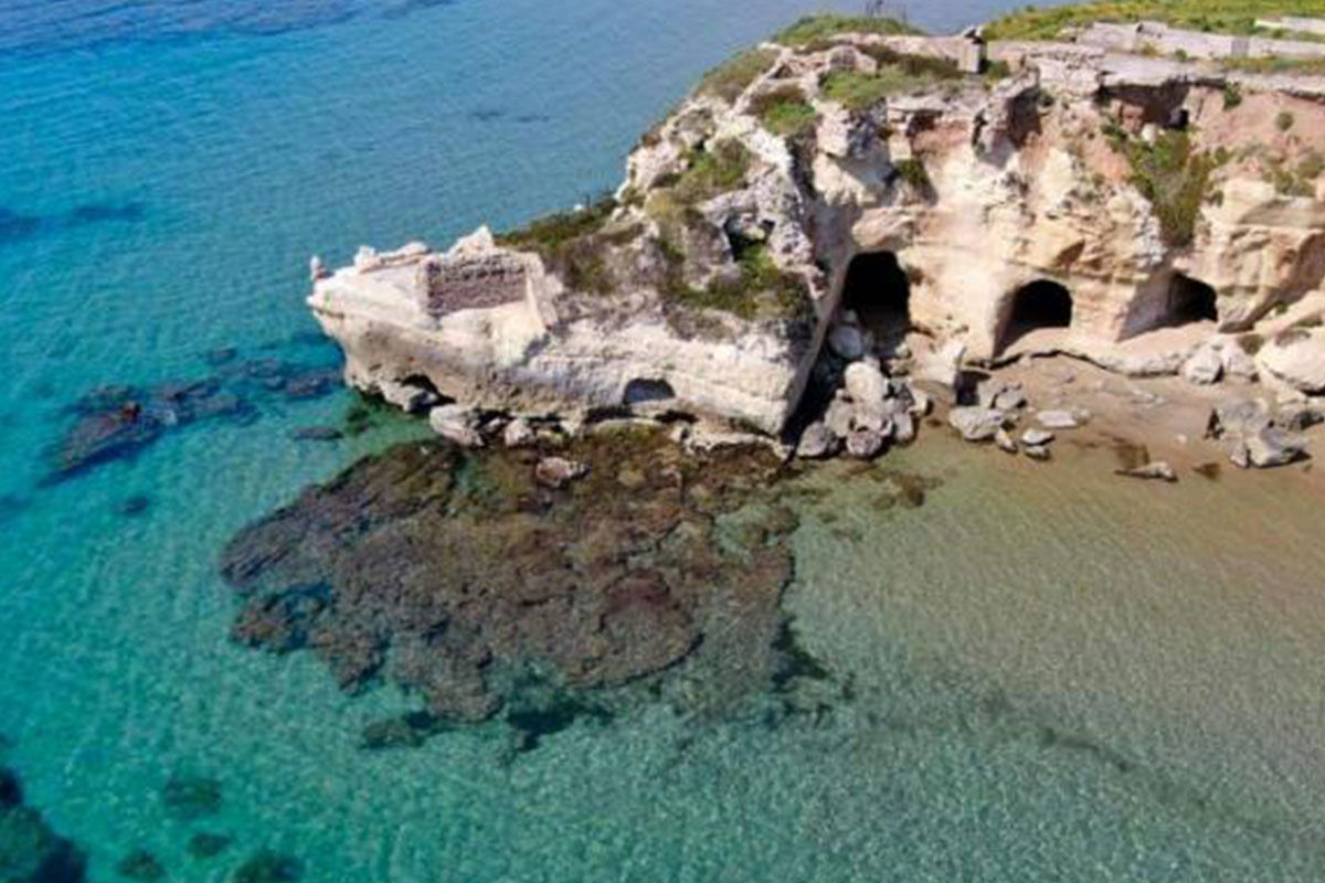 The ruins of Nero's Caves on the beach of Anzio, a historic and scenic site for a day trip from Rome.