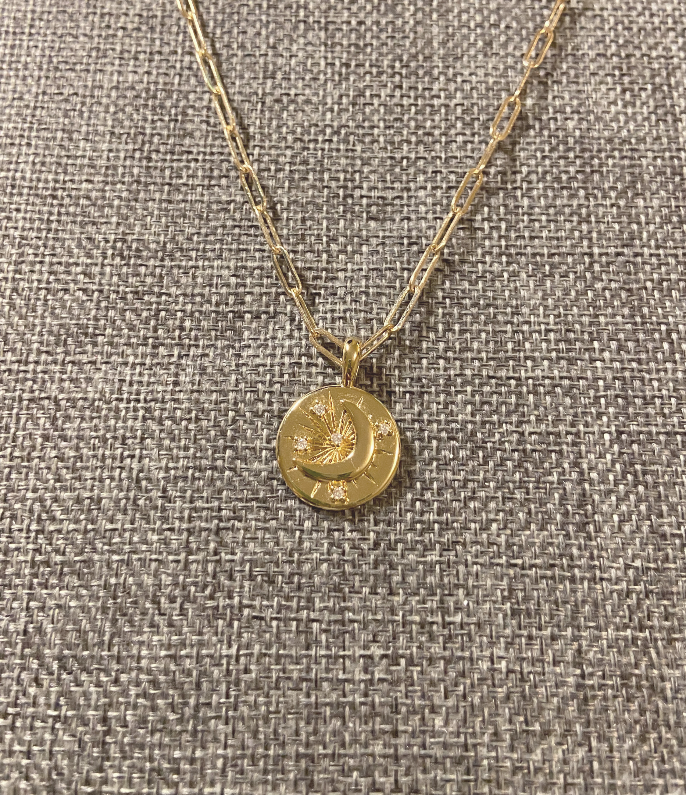 GOLD DOUBLE SIDED SUN AND MOON NECKLACE
