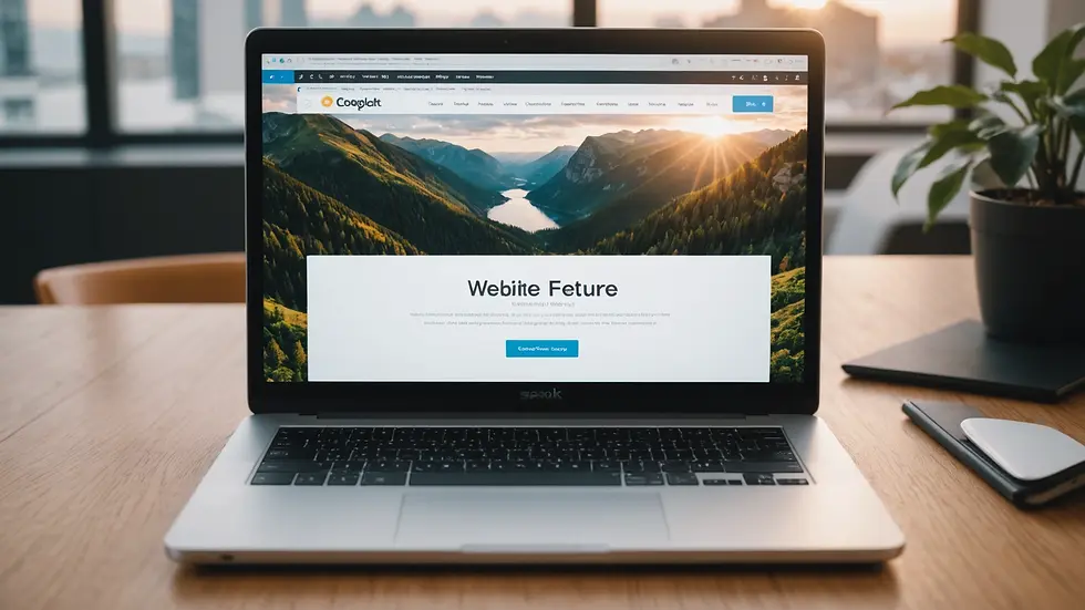 Eye-level view of a laptop showcasing a website's SEO features