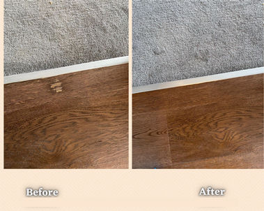 Wooden floor damage repair before and after