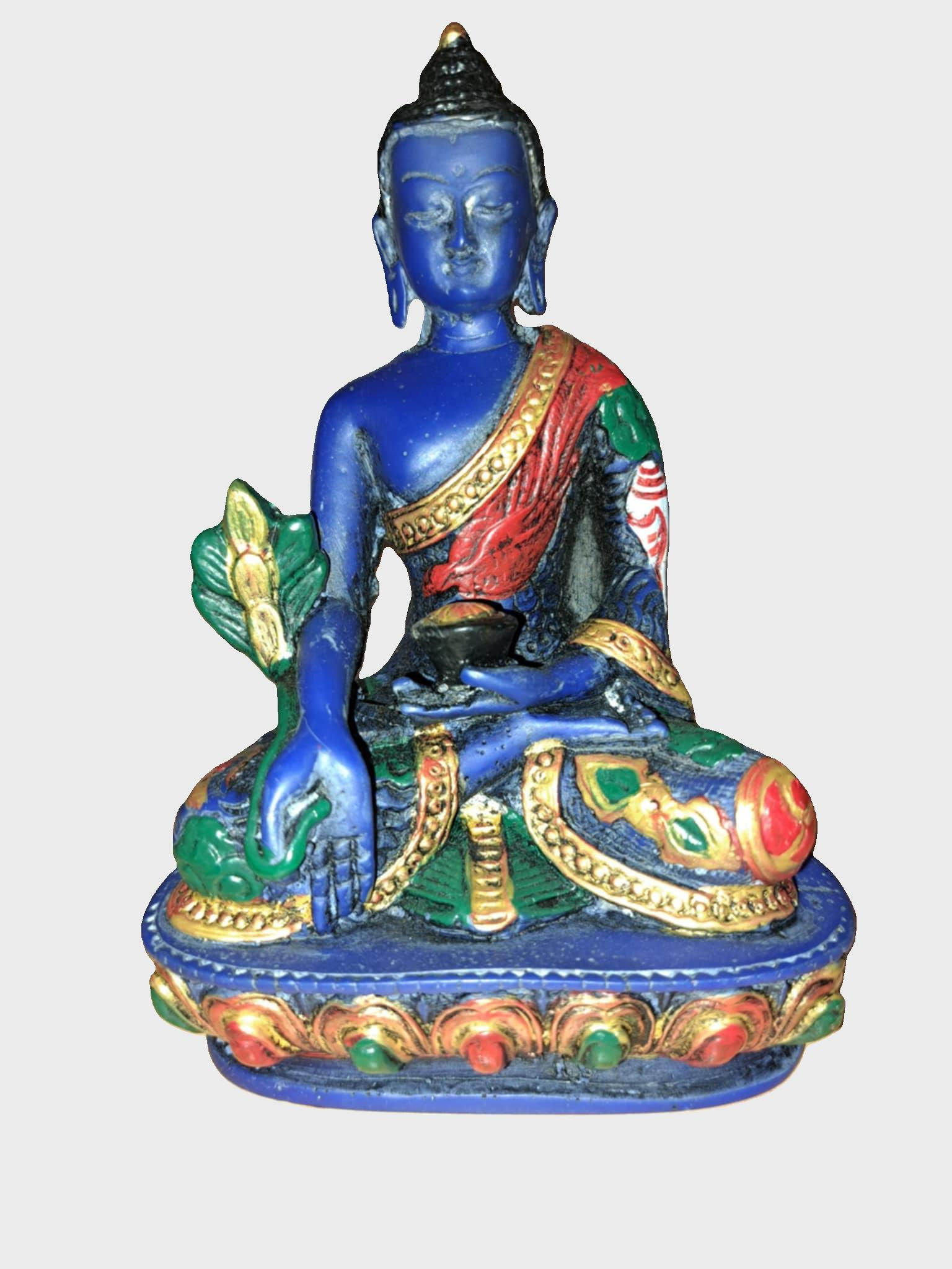 Statuette de bouddha coloré en résine